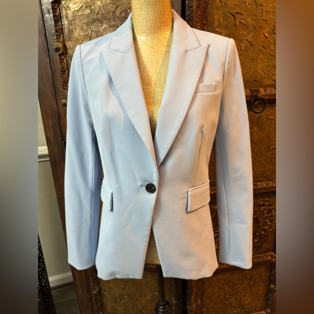 Veronica Beard Light Blue Single-Button Blazer